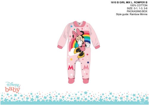 Enterizo de bebé Minnie Mouse de Disney con cuello - rosa claro-rosa - para bebés de 1 a 3 meses