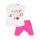 Conjunto de camiseta y pantalón de algodón con estampado de verano para bebés - blanco-rosa - 98