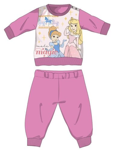 Princesas de Disney pijama de bebé grueso de invierno - pijama de franela de algodón - rosa - 92