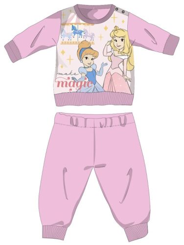 Princesas de Disney pijama de bebé grueso de invierno - pijama de franela de algodón - rosa claro - 92
