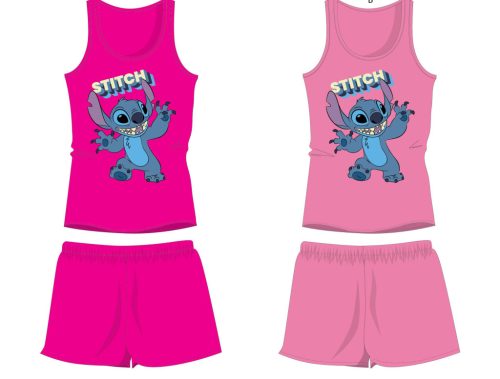 Conjunto de verano de algodón Disney Stitch - conjunto de camiseta y pantalón corto - rosa - 98
