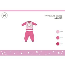   Pijama de bebé de interlock de algodón de invierno - Unicornio - rosa - 80