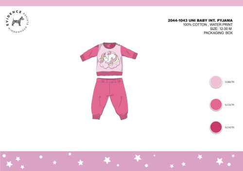 Pijama de bebé de interlock de algodón de invierno - Unicornio - rosa - 92