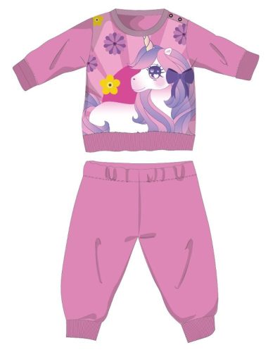Unicornio pijama de bebé grueso de invierno - pijama de franela de algodón - rosa oscuro - 92
