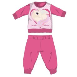   Pijama de bebé unicornio de invierno de algodón - pijama de interlock - rosa - 80