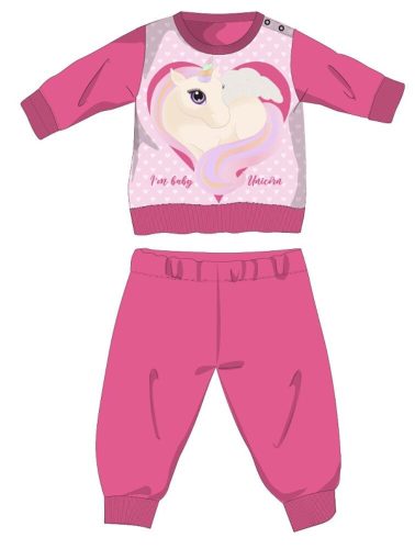 Pijama de bebé unicornio de invierno de algodón - pijama de interlock - rosa - 98