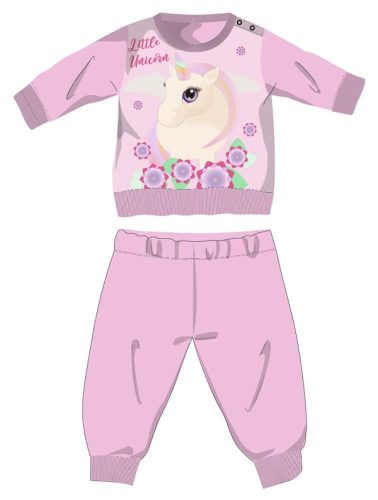 Pijama de bebé unicornio de invierno de algodón - pijama de interlock - rosa claro - 86