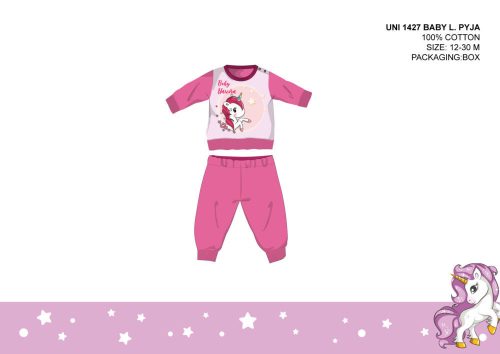Pijama de bebé unicornio - pijama de algodón jersey - rosa oscuro - 80