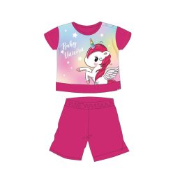   Pijama de bebé unicornio de verano de manga corta - pijama de algodón jersey - rosa - 92
