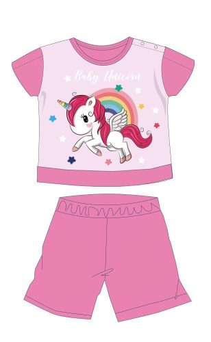 Pijama de bebé unicornio de verano de manga corta - pijama de algodón jersey - rosa - 92