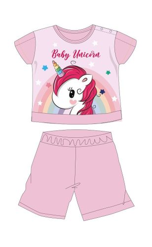 Pijama de bebé unicornio de verano de manga corta - pijama de algodón jersey - rosa claro - 92